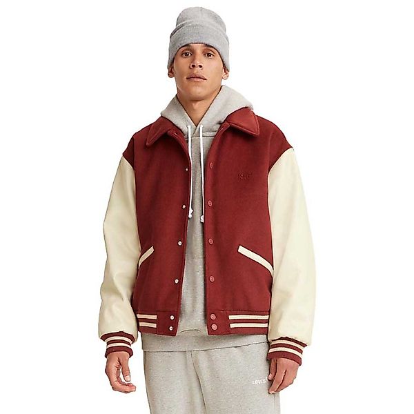 Levi's – College-Jacke mit Kragen und Farbblock-Design in Rot/Creme günstig online kaufen