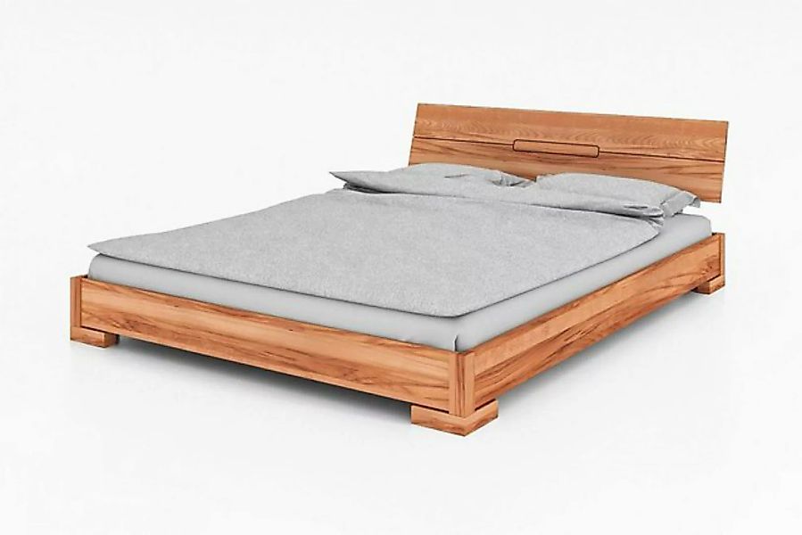 Natur24 Einzelbett Bett Bento 5 Sonderlänge 160x210 Kernbuche Holzkopfteil günstig online kaufen