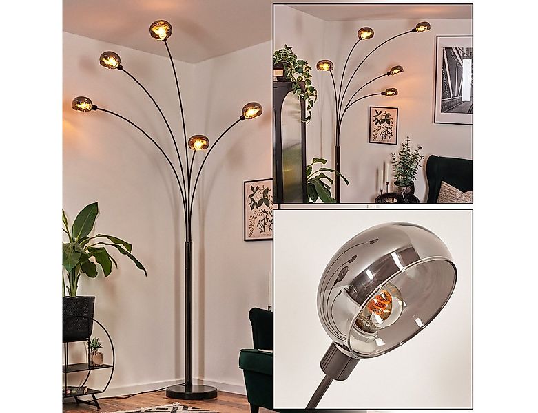 hofstein Stehlampe Stehlampe aus Metall in Schwarz/Chrom/Rauch im Retro/Vin günstig online kaufen