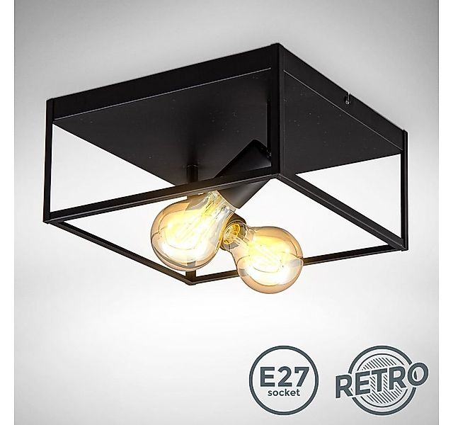 B.K.Licht Deckenleuchte Deckenlampe E27 Retro Schwarz Industrial - BKL1428, günstig online kaufen