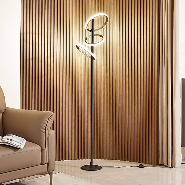 Lucande LED-Stehlampe Madu, schwarz, Metall, 160 cm, dimmbar günstig online kaufen