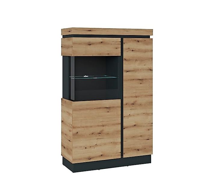 CORTE CORV01L Vitrine 2Türen Kosmos grau/Coast Evoke Eiche  von Wojcik günstig online kaufen