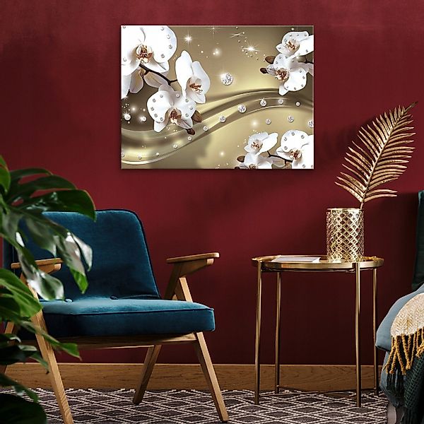 Wallarena Leinwandbild Blumen Abstrakt Orchidee Beige günstig online kaufen