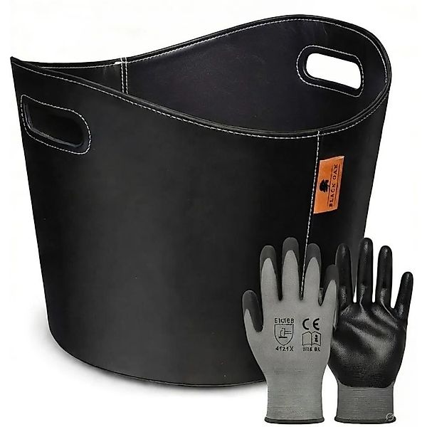 BLACK OAK Holzkorb DAKOTA L 40L mit Handschuhen – Kaminholzkorb aus Kunstle günstig online kaufen