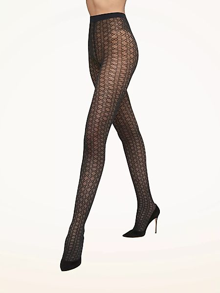 Wolford - Intricate Sheer Pattern Tights, Frau, black, Größe: XS günstig online kaufen