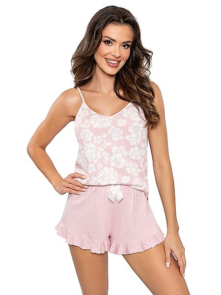 Donna Shorty Schlafanzug kurz mit Blumen-Druck günstig online kaufen