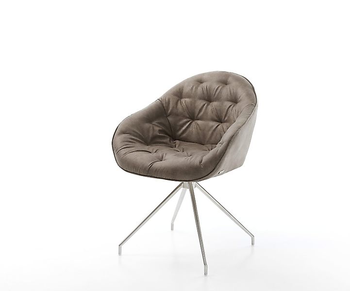 Esszimmerstuhl Gaio-Flex Mikrofaser Taupe Vintage Kreuzgestell konisch Edel günstig online kaufen
