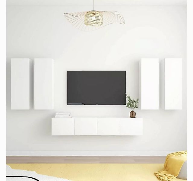 vidaXL TV-Schrank 6-tlg TV-Schrank-Set Weiß Spanplatte günstig online kaufen