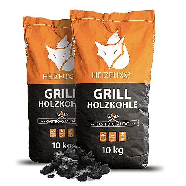 Heizfuxx Grillholzkohle Gastro-qualität 10kg x 2 Sack 20kg günstig online kaufen
