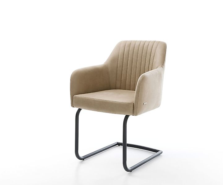 Freischwinger Greg-Flex Mikrofaser Beige Vintage Freischwinger rund Schwarz günstig online kaufen