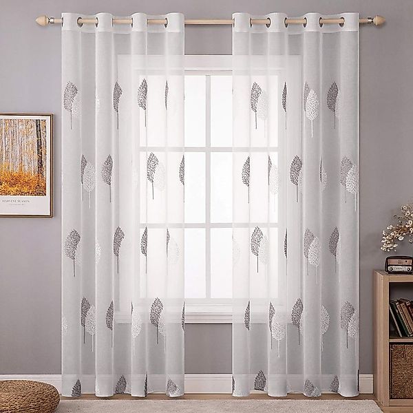 NUODWELL Gardine 2er Set Wohnzimmer Vorhänge, günstig online kaufen
