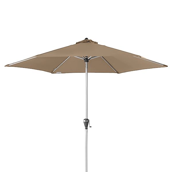 Doppler Marktschirm Active Auto Tilt Ø 266 cm Greige mit Kurbelmechanik günstig online kaufen