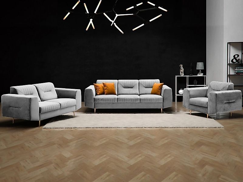 Beautysofa Polstergarnitur im modernen Stil auf hohen Metallbeinen VENEZIA, günstig online kaufen