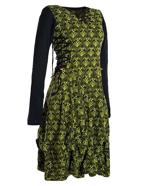 Vishes Jerseykleid Jersey-Kleid Blumenkleid Schnürung V-Ausschnitt Party-, günstig online kaufen