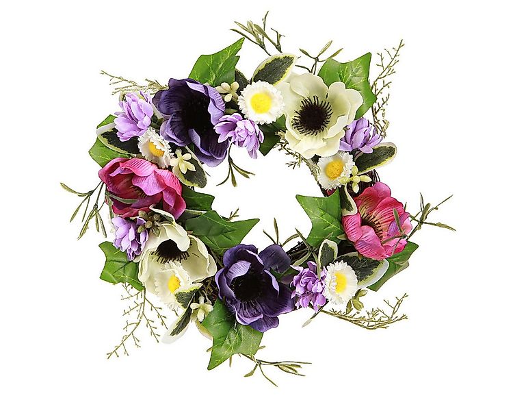 Viana Dekokranz Künstlicher Kranz Anemonen Margeriten Deko Lila Weiß Ø25cm günstig online kaufen