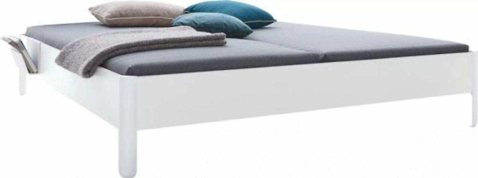 NAIT Doppelbett farbig lackiert Winterweiß 160 x 200cm Ohne Kopfteil günstig online kaufen