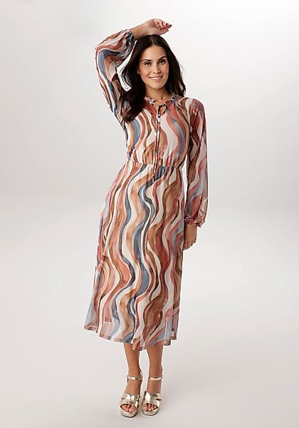 Aniston SELECTED Midikleid V-Ausschnitt mit Rüschen und Bindebändern - NEUE günstig online kaufen