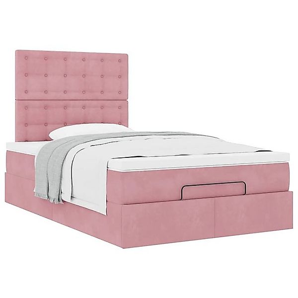 vidaXL Bett Ottoman-Bett mit Matratzen Rosa 120x190 cm Samt günstig online kaufen