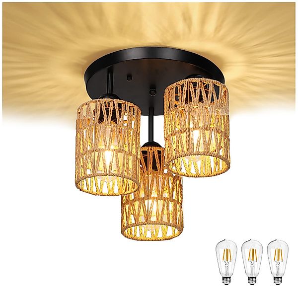 MUPOO LED Deckenleuchte Rattan Deckenlampe Hängend günstig online kaufen