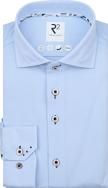 R2 Hemd Technical Knitted Dobby Hellblau - Größe 46 günstig online kaufen