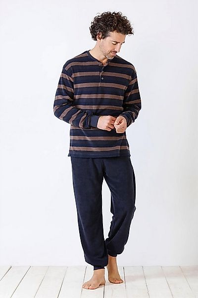 Hajo Schlafanzug Herren Schlafanzug mit Bündchen Frottee günstig online kaufen