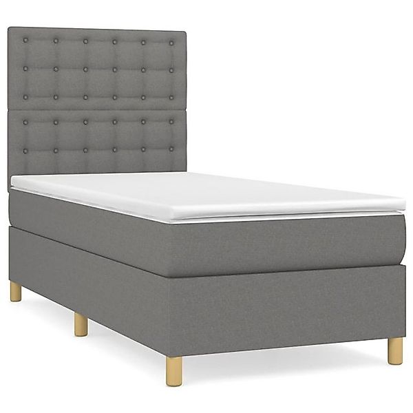 vidaXL Boxspringbett, Boxbett mit Matratze Dunkelgrau 90x200 cm Stoff günstig online kaufen