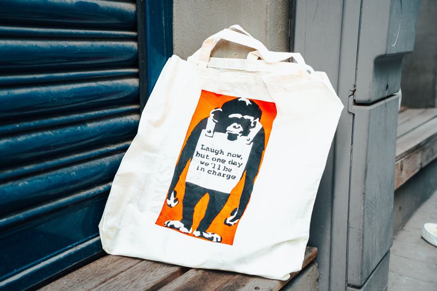 AvantgART Shopper Stoffbeutel Baumvolle, Jutebeutel, Banksy günstig online kaufen