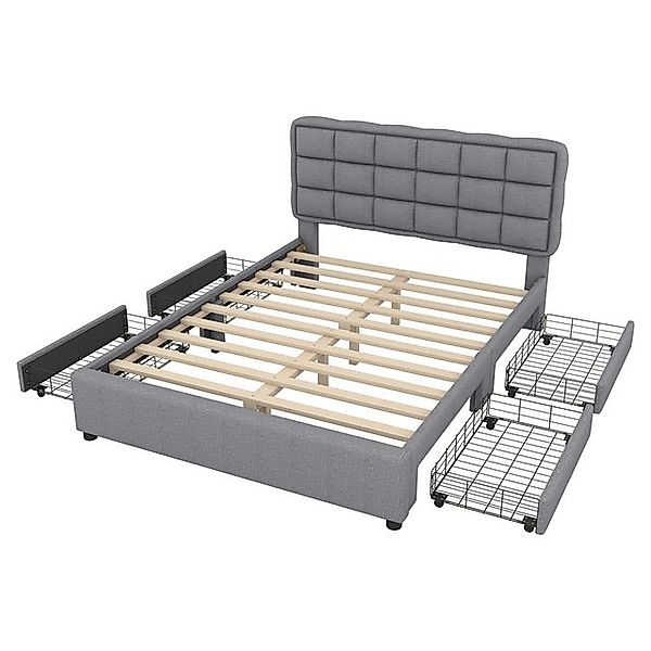 Gotagee Polsterbett 140x200cm Bett mit Lattenrost Bett mit Schubladen Leine günstig online kaufen