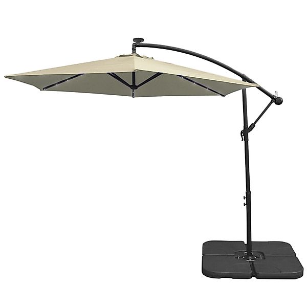 Monstershop 300cm LED Ampelschirm Sonnenschirm mit quadratischem Sockel Cre günstig online kaufen