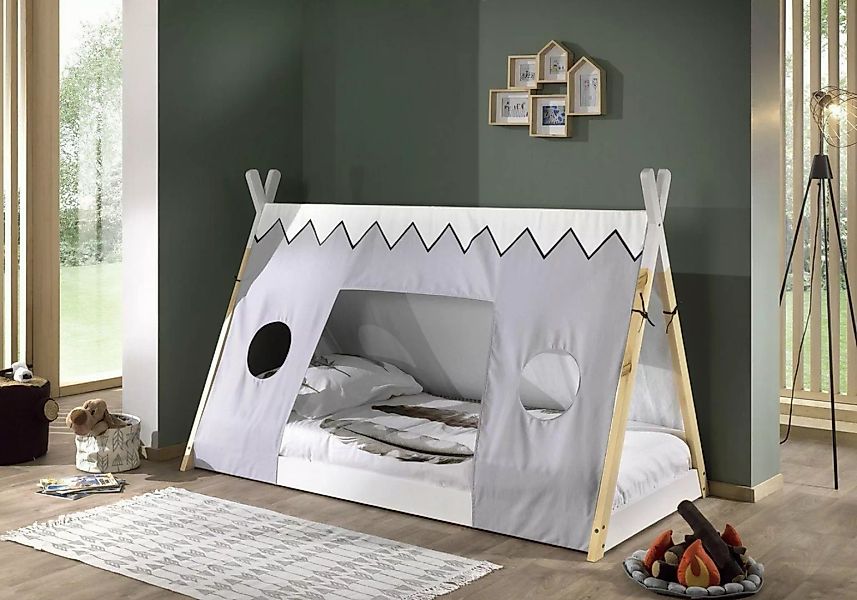 Vipack Kinderbett "Tipi", (Made in Europe), mit Rolllattenrost und Zeltdach günstig online kaufen