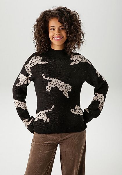 Aniston CASUAL Strickpullover mit eingestrickten Leoparden günstig online kaufen