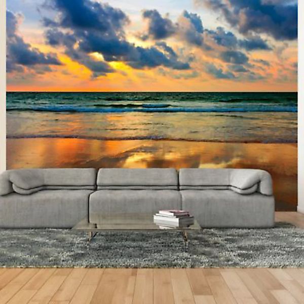 artgeist Fototapete Farbenfroher Sonnenuntergang am Meer mehrfarbig Gr. 200 günstig online kaufen