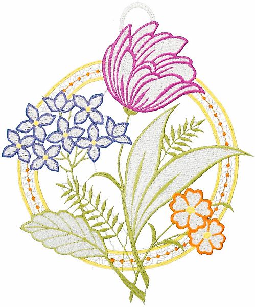 W. Reuter & Sohn - Plauener Spitze Fensterbild "Fensterbild "Kreis mit Tulp günstig online kaufen