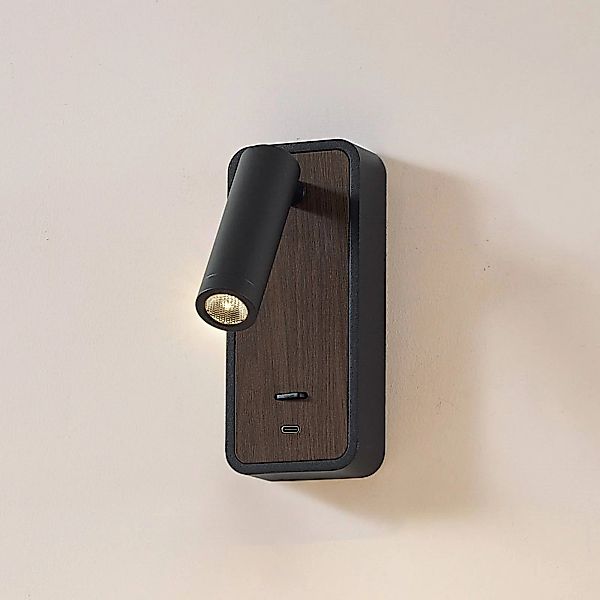 Lindby LED-Wandleuchte Tallis, schwarz, USB-C, beweglich günstig online kaufen