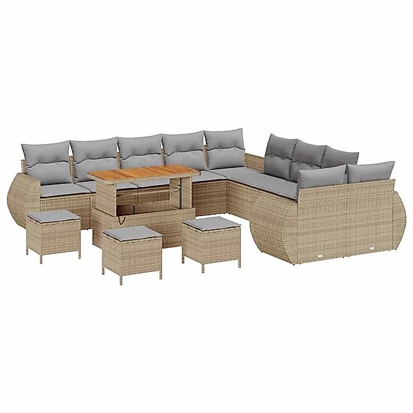 vidaXL Garten-Sofa-Set 14-Tlg Beige Poly Rattan 3361942 günstig online kaufen