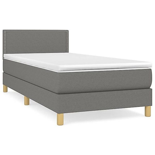 vidaXL Boxspringbett, Boxbett mit Matratze Dunkelgrau 90x200 cm Stoff günstig online kaufen