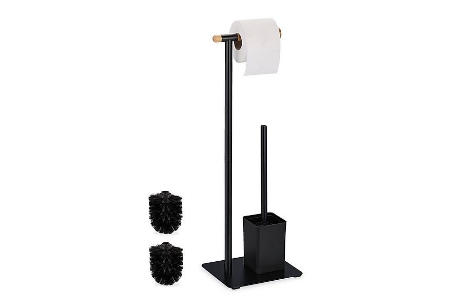 relaxdays WC-Garnitur aus Bambus & Edelstahl günstig online kaufen