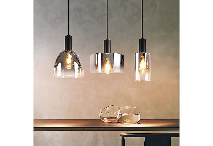 Nettlife Pendelleuchte Pendelleuchte 3/4 Rauchgrau Glas E27, Höhenverstellb günstig online kaufen