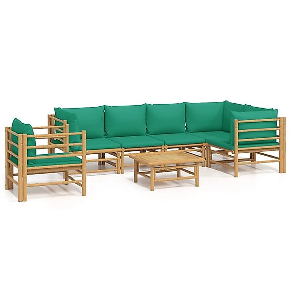 vidaXL Gartenlounge-Set 7-tlg. Garten-Lounge-Set mit Grünen günstig online kaufen