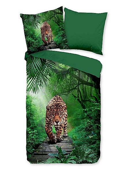 JACK Bettwäsche 135x200cm Amazonas Dschungel Jaguar, Microfaser, 2 teilig, günstig online kaufen