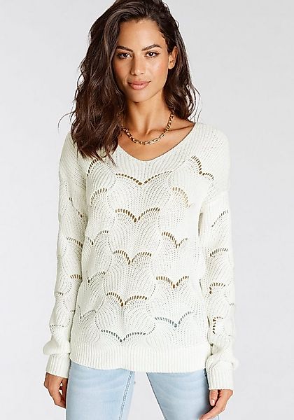 Laura Scott Strickpullover softer Übergangsstrick mit V-neck und trendy Ajo günstig online kaufen