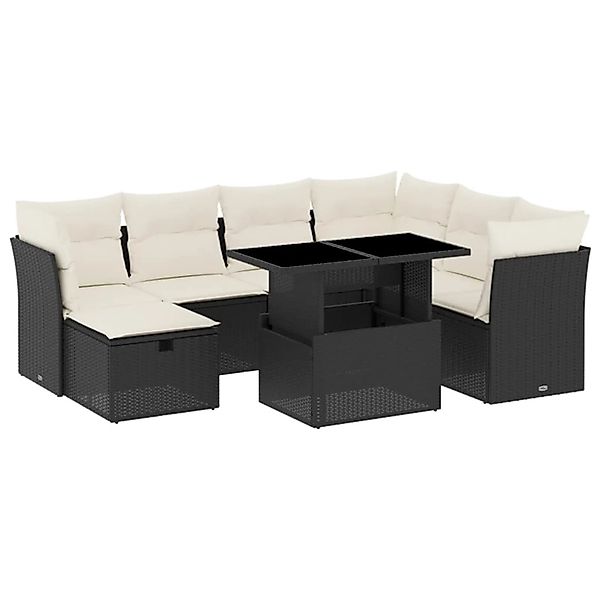 vidaXL 8-Tlg Garten-Sofagarnitur mit Kissen Schwarz Poly Rattan 3274676 günstig online kaufen