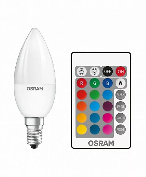 OSRAM LED STAR CLASSIC B 25 BLI K REMOTE RGBW SMD Matt E14 Kerze günstig online kaufen