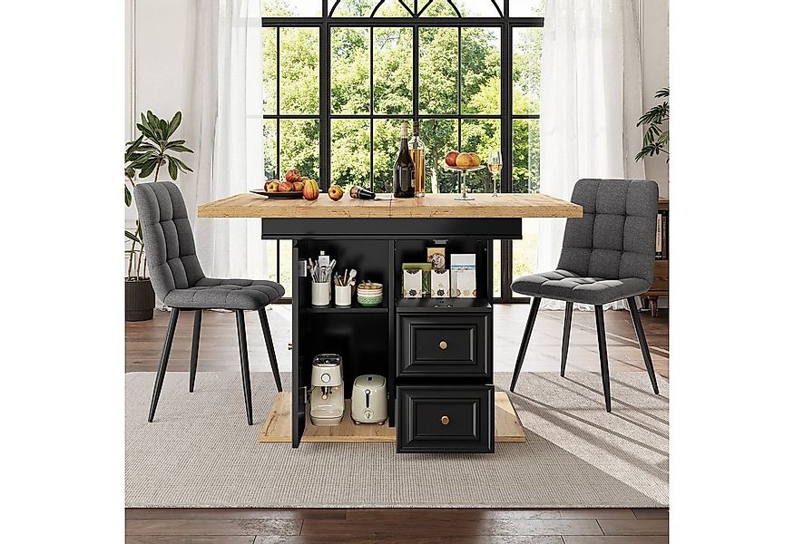 OKWISH Esstisch Ausziehbarer Küchentisch (Holzmaserung, Stauraum mit Schubl günstig online kaufen