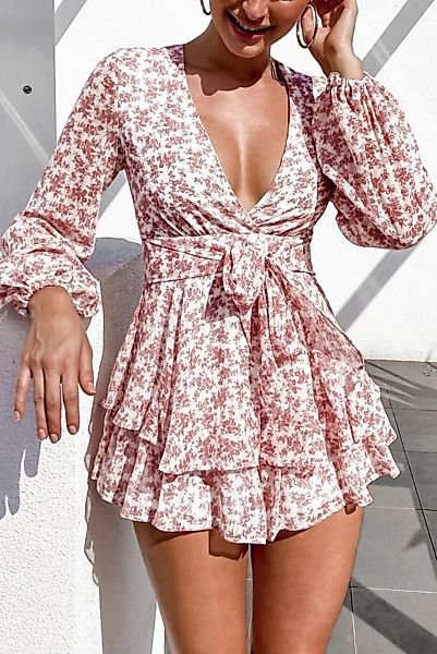 ZWY Sommerkleid Langärmliges, sexy Kleid mit V-Ausschnitt und hoher Taille günstig online kaufen