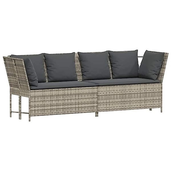 vidaXL Gartensofa mit Kissen Hellgrau Poly Rattan 4104127 günstig online kaufen