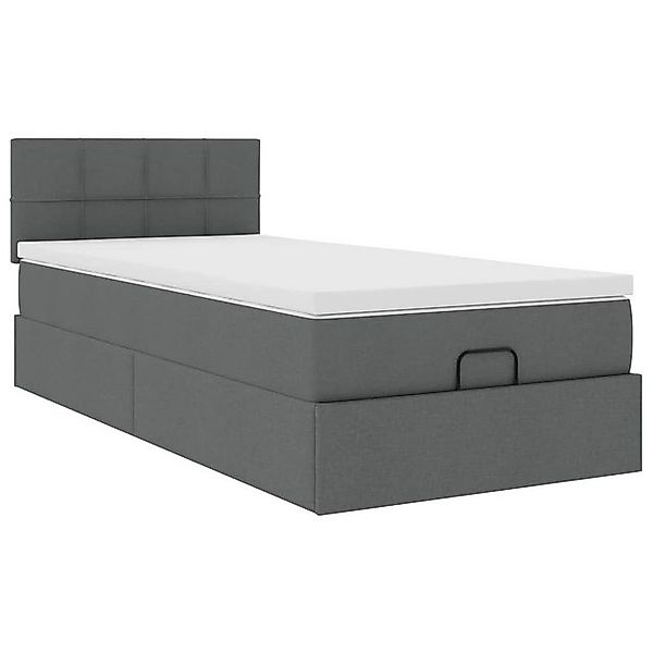 vidaXL Bett Ottoman-Bett mit Matratze Dunkelgrau 90x190 cm Stoff günstig online kaufen