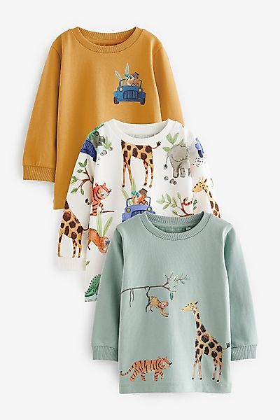 Next Langarmshirt 3er-Pack Langarmshirts, Tiermotive (3-tlg) günstig online kaufen