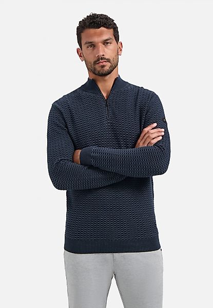 NO EXCESS Stehkragenpullover "No Excess Waffelstrickpullover mit Half-Zip" günstig online kaufen