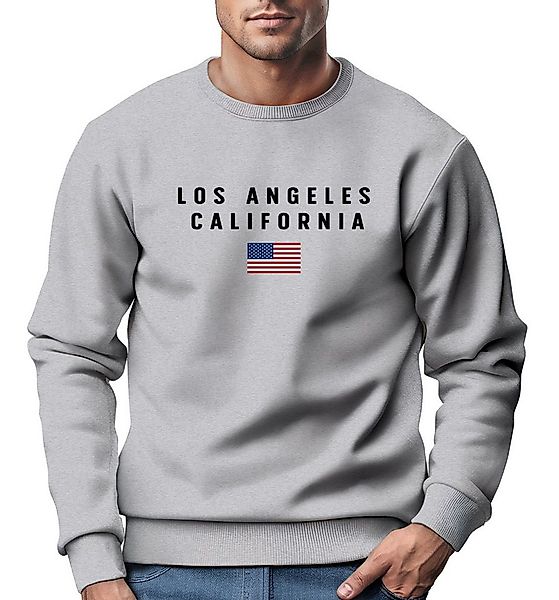 Neverless Sweatshirt Sweatshirt Herren Bedruckt Schriftzug California Los A günstig online kaufen